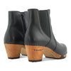 [Nero Glattleder] Lara Damen Clog Stiefelette mit biegsamer nachhaltiger Weidenholzsohle-holzclogs woody, woody schuhe, woody shoes, handgemachte holzschuhe aus österreich, kärnten, farbe: nero glattleder (schwarz)
