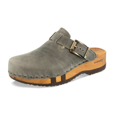 leon, clogs herren mit biegsamer nachhaltiger holzsohle, farbe: bleir (grau), holzclogs woody, woody schuhe, woody shoes, handgemachte holzschuhe aus österreich, kärnten