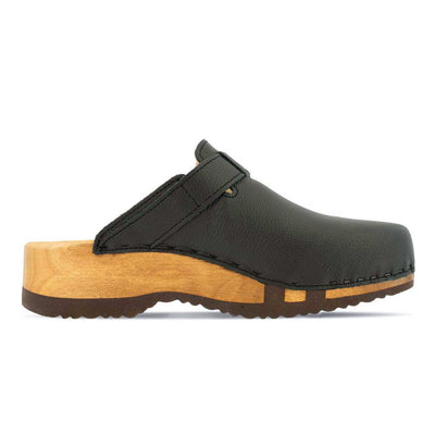 leon, clogs herren mit biegsamer nachhaltiger holzsohle, farbe: nero-schwarz, holzclogs woody, woody schuhe, woody shoes, handgemachte holzschuhe aus österreich, kärnten