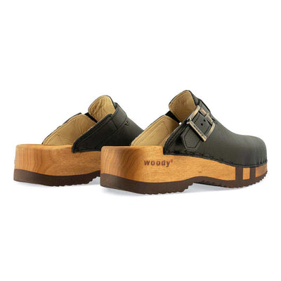 leon, clogs herren mit biegsamer nachhaltiger holzsohle, farbe: nero-schwarz, holzclogs woody, woody schuhe, woody shoes, handgemachte holzschuhe aus österreich, kärnten