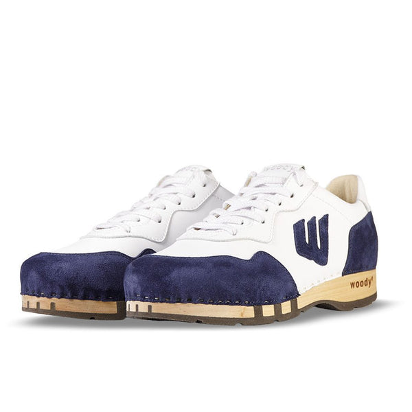 woody Levi Herren Clog Sneaker in Navy Blue-Weiss, Ansicht 2, handgemacht in Österreich