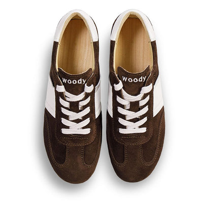 woody Lia Damen Clog Sneaker in Chocolate-Weiss, Ansicht 5, handgemacht in Österreich