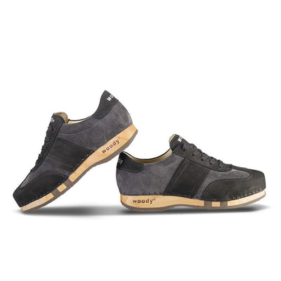 woody Lia Damen Clog Sneaker in Graphit-Nero, Ansicht 6, handgemacht in Österreich
