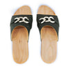 modell-lina-farbe: nero_clogs pantoletten damen mit biegsamer nachhaltiger weidenholzsohle, holzclogs woody, woody schuhe, woody shoes, handgemachte holzschuhe aus österreich, kärnten, metal-accessoires-inchrome-optic. Damenclogs, Damen Clogs - Clogs Dame