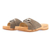 modell-lina-farbe: sand_clogs pantoletten damen mit biegsamer nachhaltiger weidenholzsohle, holzclogs woody, woody schuhe, woody shoes, handgemachte holzschuhe aus österreich, kärnten, metal-accessoires-inchrome-optic. Damenclogs, Damen Clogs - Clogs Dame