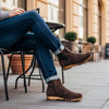 [Chocolate] Louis Herren Stiefelette, Herrenclog von woody Schuhe. Clogs mit biegsamer Holzsohle und Holzfußbett. Herrenclogs, Holzclogs kaufen. Clogs online bestellen, Farbe: chocolate (braun)
