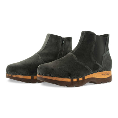 [Graphit] Louis Herren Clog Stiefel, Herrenclog von woody Schuhe. Clogs mit biegsamer Holzsohle und Holzfußbett. Herrenclogs, Holzclogs kaufen. Clogs online bestellen, Farbe: schwarz
