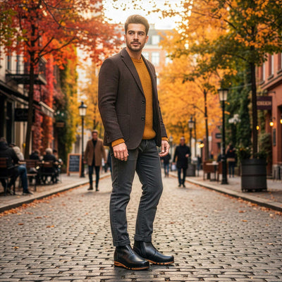 [Schwarz] Louis Herren Stiefelette, Herrenclog von woody Schuhe. Clogs mit biegsamer Holzsohle und Holzfußbett. Herrenclogs, Holzclogs kaufen. Clogs online bestellen, Farbe: schwarz