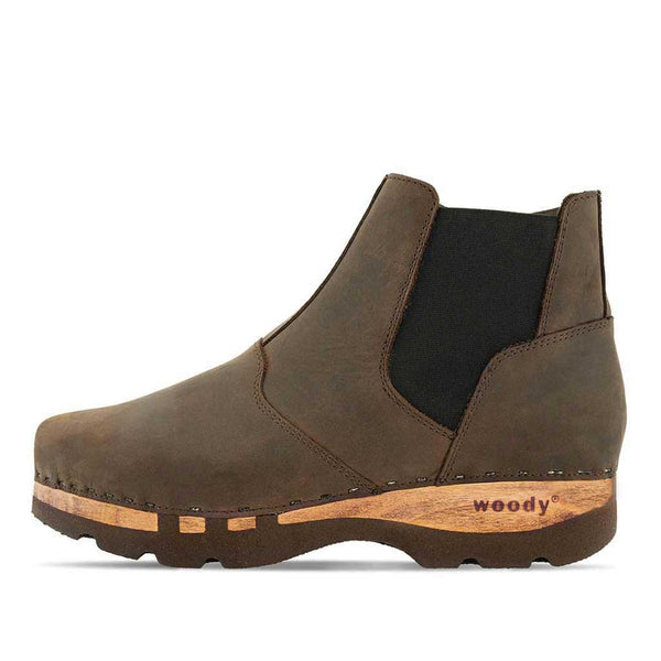 [Caffe] Louis Herren Clog Stiefel, Herrenclog von woody Schuhe. Clogs mit biegsamer Holzsohle und Holzfußbett. Herrenclogs, Holzclogs kaufen. Clogs online bestellen, Farbe: schwarz