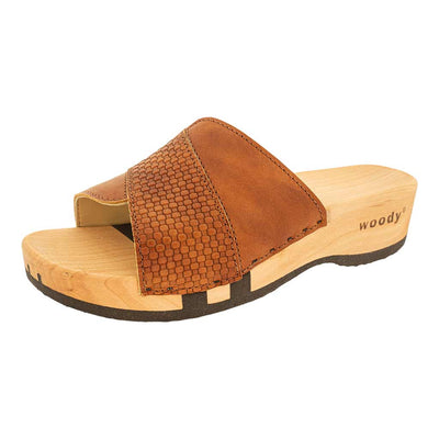 modell-lucy-farbe: safor (braun)_clogs pantoletten damen mit biegsamer nachhaltiger weidenholzsohle, holzclogs woody, woody schuhe, woody shoes, handgemachte holzschuhe aus österreich, kärnten