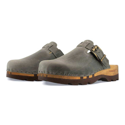 [Bleir] lukas, clogs herren mit biegsamer nachhaltiger holzsohle, der bestseller, farbe: bleir (grau), holzclogs woody, woody schuhe, woody shoes, handgemachte holzschuhe aus österreich, kärnten