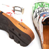 lukas, clogs herren mit biegsamer nachhaltiger holzsohle, der bestseller, farbe: showtime (multicolor-westwood), holzclogs woody, woody schuhe, woody shoes, handgemachte holzschuhe aus österreich, kärnten