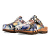 lukas, clogs herren mit biegsamer nachhaltiger holzsohle, der bestseller, farbe: sex & rock'n'roll (multicolor), holzclogs woody, woody schuhe, woody shoes, handgemachte holzschuhe aus österreich, kärnten