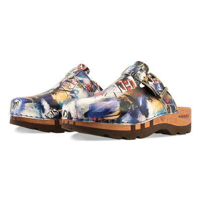 [Sex & Rock'n'Roll] lukas, clogs herren mit biegsamer nachhaltiger holzsohle, der bestseller, farbe: sex & rock'n'roll (multicolor), holzclogs woody, woody schuhe, woody shoes, handgemachte holzschuhe aus österreich, kärnten