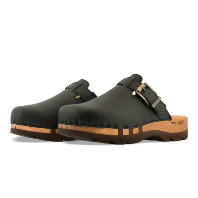 [Schwarz] lukas, clogs herren mit biegsamer nachhaltiger holzsohle, der bestseller, farbe: schwarz, holzclogs woody, woody schuhe, woody shoes, handgemachte holzschuhe aus österreich, kärnten