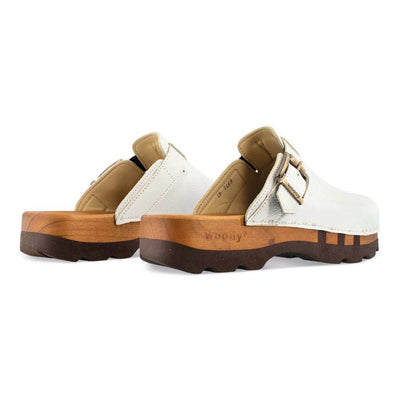[Weiss] lukas, clogs herren mit biegsamer nachhaltiger holzsohle, der bestseller, farbe: weiss, holzclogs woody, woody schuhe, woody shoes, handgemachte holzschuhe aus österreich, kärnten