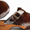 manu fell, fellclogs, clogs damen mit biegsamer nachhaltiger holzsohle, der bestseller, farbe: fell natur, holzclogs woody, woody schuhe, woody shoes, handgemachte holzschuhe aus österreich, kärnten