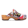 manu, clogs damen mit biegsamer nachhaltiger holzsohle, der bestseller, farbe: kaiser franz joseph (multicolor), holzclogs woody, woody schuhe, woody shoes, handgemachte holzschuhe aus österreich, kärnten
