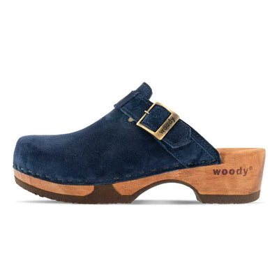[Navy] manu, clogs damen mit biegsamer nachhaltiger holzsohle, der bestseller, farbe: avion-blau, holzclogs woody, woody schuhe, woody shoes, handgemachte holzschuhe aus österreich, kärnten
