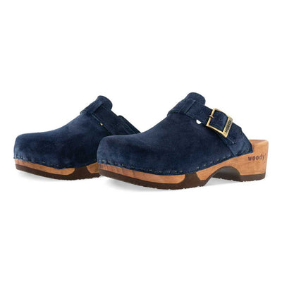 [Navy] manu, clogs damen mit biegsamer nachhaltiger holzsohle, der bestseller, farbe: avion-blau, holzclogs woody, woody schuhe, woody shoes, handgemachte holzschuhe aus österreich, kärnten