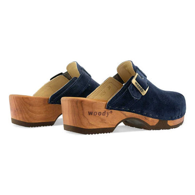 [Navy] manu, clogs damen mit biegsamer nachhaltiger holzsohle, der bestseller, farbe: avion-blau, holzclogs woody, woody schuhe, woody shoes, handgemachte holzschuhe aus österreich, kärnten