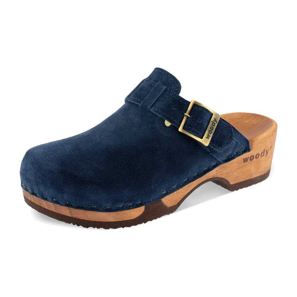 [Navy] manu, clogs damen mit biegsamer nachhaltiger holzsohle, der bestseller, farbe: avion-blau, holzclogs woody, woody schuhe, woody shoes, handgemachte holzschuhe aus österreich, kärnten