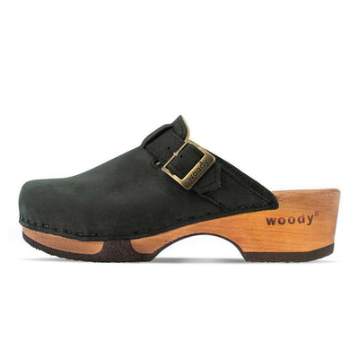 manu, clogs damen mit biegsamer nachhaltiger holzsohle, der bestseller, farbe: nero-schwarz, holzclogs woody, woody schuhe, woody shoes, handgemachte holzschuhe aus österreich, kärnten