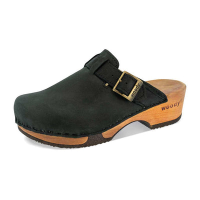 manu, clogs damen mit biegsamer nachhaltiger holzsohle, der bestseller, farbe: nero-schwarz, holzclogs woody, woody schuhe, woody shoes, handgemachte holzschuhe aus österreich, kärnten