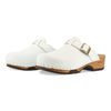 manu, clogs damen mit biegsamer nachhaltiger holzsohle, der bestseller, farbe: weiss, holzclogs woody, woody schuhe, woody shoes, handgemachte holzschuhe aus österreich, kärnten