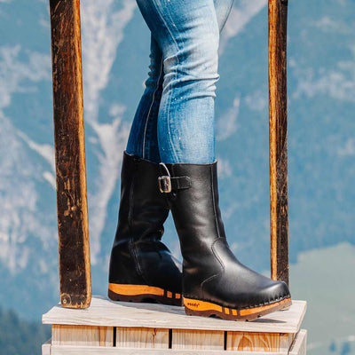 [Nero] mario-herren clog stiefel woody-farbe: nero (schwarz), winterschuhe, wollfutter