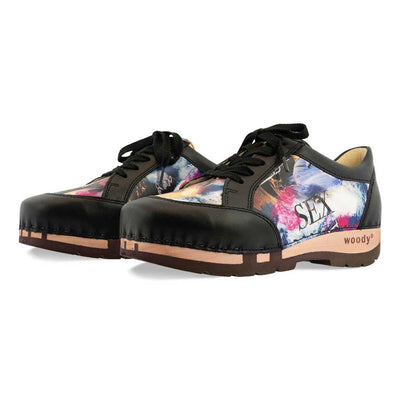 [Sex & Rock'n'Roll] Clogs Damen Sneaker Mary Schwarz Leopard Damenclogs Sneaker woody Schuhe. mary-farbe: sex and rock'n'roll (multicolor)-schwarz_sneaker-damen-woody-holzschuhe