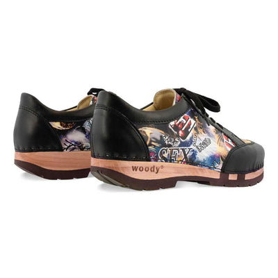 [Sex & Rock'n'Roll] Clogs Damen Sneaker Mary Schwarz Leopard Damenclogs Sneaker woody Schuhe. mary-farbe: sex and rock'n'roll (multicolor)-schwarz_sneaker-damen-woody-holzschuhe