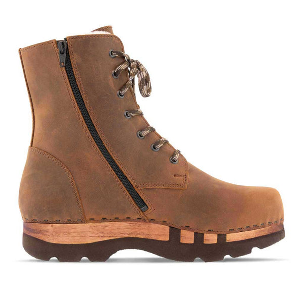 [Tabacco] Matteo Herren Clog - Boots / Stiefel mit biegsamer, nachhaltiger Holzsohle. Farbe: tabacco (braun). Holzclogs Woody Schuhe, Woody Shoes, handgemachte Holzschuhe aus Österreich, Kärnten