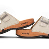 max, pantoletten clogs herren mit biegsamer nachhaltiger holzsohle, der bestseller, farbe: creme, holzclogs woody, woody schuhe, woody shoes, handgemachte holzschuhe aus österreich, kärnten