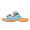 maxima, pantoletten clogs damen mit biegsamer nachhaltiger holzsohle, der bestseller, farbe: baby blue (hellblau), holzclogs woody, woody schuhe, woody shoes, handgemachte holzschuhe aus österreich, kärnten