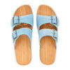 maxima, pantoletten clogs damen mit biegsamer nachhaltiger holzsohle, der bestseller, farbe: baby blue (hellblau), holzclogs woody, woody schuhe, woody shoes, handgemachte holzschuhe aus österreich, kärnten