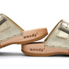 maxima, pantoletten clogs damen mit biegsamer nachhaltiger holzsohle, der bestseller, farbe: gold, holzclogs woody, woody schuhe, woody shoes, handgemachte holzschuhe aus österreich, kärnten