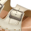maxima, pantoletten clogs damen mit biegsamer nachhaltiger holzsohle, der bestseller, farbe: gold, holzclogs woody, woody schuhe, woody shoes, handgemachte holzschuhe aus österreich, kärnten