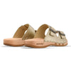 maxima, pantoletten clogs damen mit biegsamer nachhaltiger holzsohle, der bestseller, farbe: gold, holzclogs woody, woody schuhe, woody shoes, handgemachte holzschuhe aus österreich, kärnten