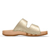 maxima, pantoletten clogs damen mit biegsamer nachhaltiger holzsohle, der bestseller, farbe: gold, holzclogs woody, woody schuhe, woody shoes, handgemachte holzschuhe aus österreich, kärnten