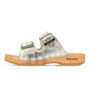 maxima, pantoletten clogs damen mit biegsamer nachhaltiger holzsohle, der bestseller, farbe: silber, holzclogs woody, woody schuhe, woody shoes, handgemachte holzschuhe aus österreich, kärnten