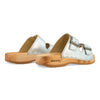 maxima, pantoletten clogs damen mit biegsamer nachhaltiger holzsohle, der bestseller, farbe: silber, holzclogs woody, woody schuhe, woody shoes, handgemachte holzschuhe aus österreich, kärnten