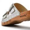 maxima, pantoletten clogs damen mit biegsamer nachhaltiger holzsohle, der bestseller, farbe: silber, holzclogs woody, woody schuhe, woody shoes, handgemachte holzschuhe aus österreich, kärnten