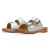 maxima, pantoletten clogs damen mit biegsamer nachhaltiger holzsohle, der bestseller, farbe: silber, holzclogs woody, woody schuhe, woody shoes, handgemachte holzschuhe aus österreich, kärnten