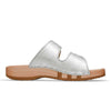 maxima, pantoletten clogs damen mit biegsamer nachhaltiger holzsohle, der bestseller, farbe: silber, holzclogs woody, woody schuhe, woody shoes, handgemachte holzschuhe aus österreich, kärnten