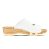 melanie, pantoletten clogs damen mit biegsamer nachhaltiger holzsohle, der bestseller, farbe: weiss, holzclogs woody, woody schuhe, woody shoes, handgemachte holzschuhe aus österreich, kärnten