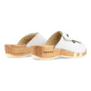 melanie, pantoletten clogs damen mit biegsamer nachhaltiger holzsohle, der bestseller, farbe: weiss, holzclogs woody, woody schuhe, woody shoes, handgemachte holzschuhe aus österreich, kärnten