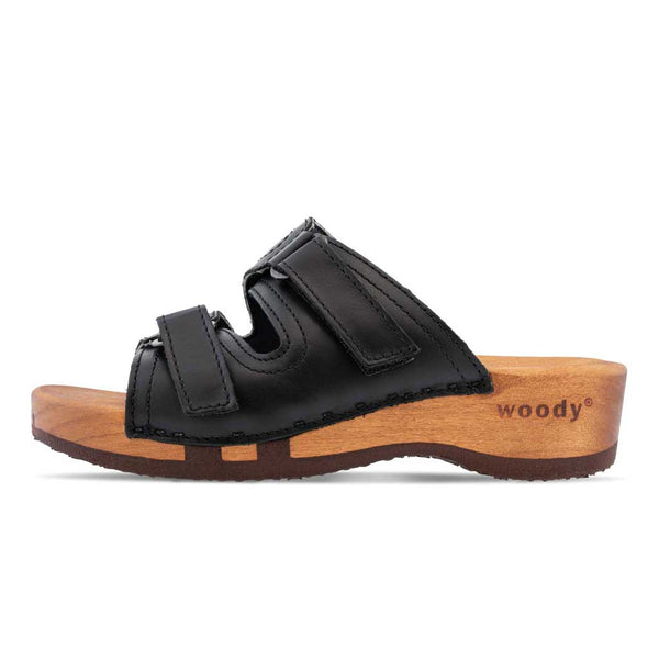 [Schwarz] Melina Damen Clog Pantolette mit biegsamer nachhaltiger holzsohle, der bestseller, farbe: schwarz, holzclogs woody, woody schuhe, woody shoes, handgemachte holzschuhe aus österreich, kärnten