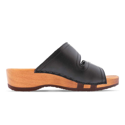 [Schwarz] Melina Damen Clog Pantolette mit biegsamer nachhaltiger holzsohle, der bestseller, farbe: schwarz, holzclogs woody, woody schuhe, woody shoes, handgemachte holzschuhe aus österreich, kärnten