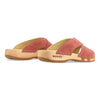 modell-mila-farbe: flamingo_clogs pantoletten damen mit biegsamer nachhaltiger weidenholzsohle, holzclogs woody, woody schuhe, woody shoes, handgemachte holzschuhe aus österreich, kärnten